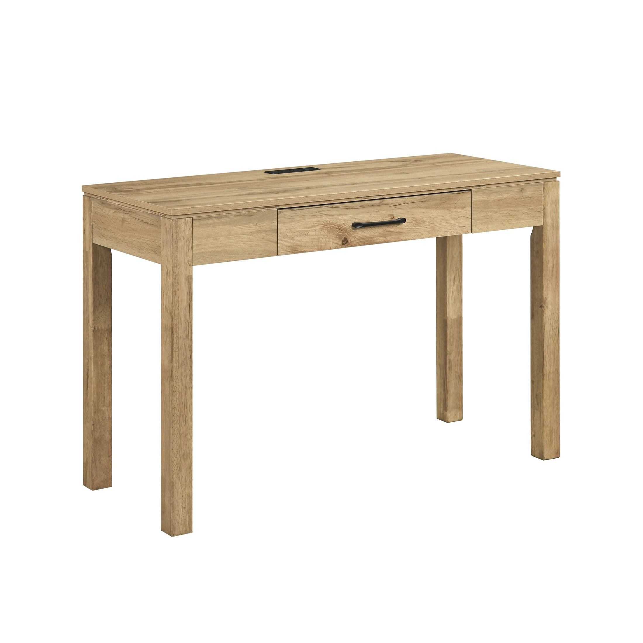 OakvillePark Avenshire Wood Rectangle Writing Desk with Power Outlet and USB Charging Port, Natural