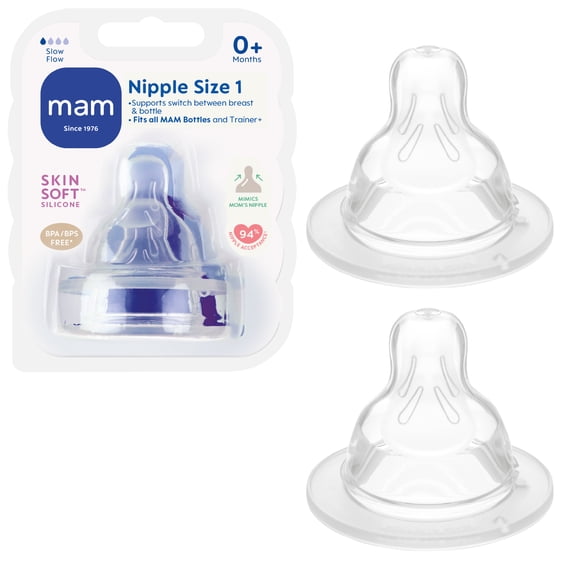 MAM Size 0 Extra Slow Flow Bottle Nipple, 0  Months, 2 Pack