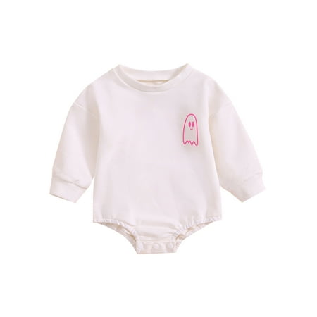 

Halloween Baby Sweatshirt Romper Long Sleeve Ghost Graphic Bodysuit