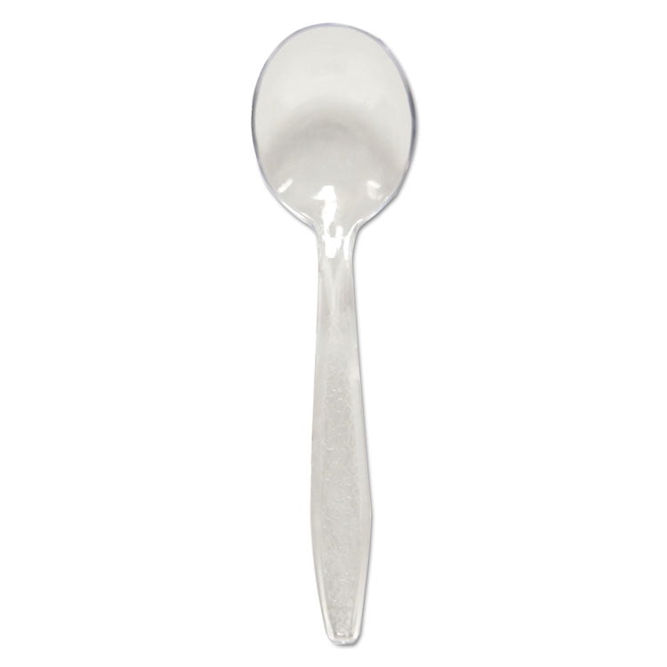 Guildware Extra Heavyweight Plastic Cutlery, Soup Spoons, Clear, 1000
