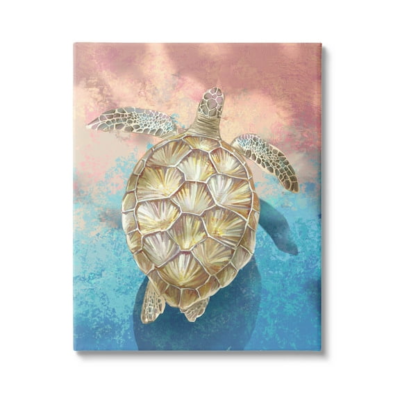 Stupell Industries Vivid Sea Turtle Swimming Painting Gallery Wrapped Canvas Print Wall Art, Design by Ziwei Li