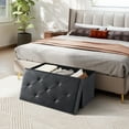 thumbnail image 3 of EDX 30" Storage Ottoman, Foldable Multi-Functional Footrest, PU Leather, 660lbs Load Capacity for Bedroom, Black, 3 of 7