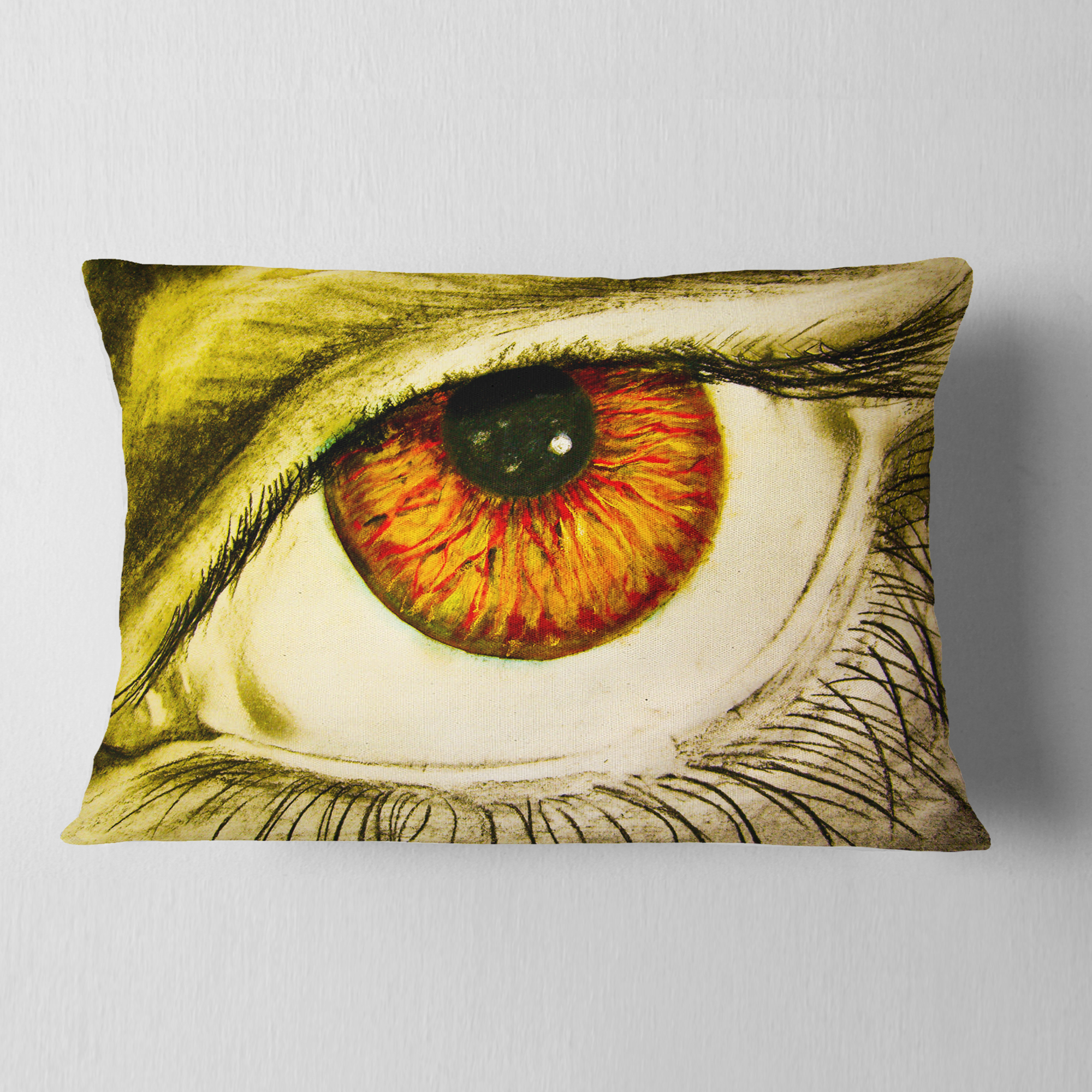Designart Eye with Orange Pupil - Contemporary Painting Throw Pillow - 12x20