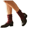 thumbnail image 4 of Lian LifeStyle Non Slip, Exceptional, Cozy and Cool Big Girl's Women 1 Pair Knee High Wool Crew Socks HR1412 Size 6-9(Wine), 4 of 4