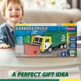 thumbnail image 3 of Joyfy Lights and Sounds Garbage Truck Toys Set,16" Large Truck Toy, Includes 1 Dumpster, 3 Trash Bins, and 30 Learning Cards for Kids,Boy Toys Birthday Gift for 2 3 4 Years Old Boys Girls Toddler, 3 of 10