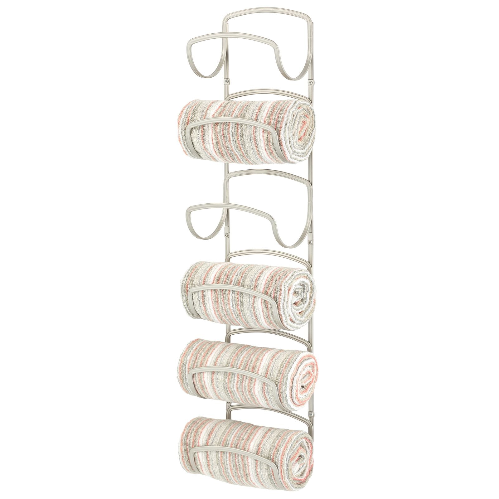 mDesign Metal Wall Mount Bathroom Towel Rack Holder, 6 Levels - Walmart.com