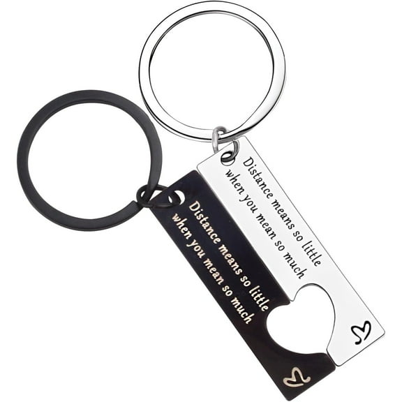 Anniversary Keychain for Boyfriend Girlfriend, 2pcs Couple Heart Matching Keyring Set for Him Her Long Distance Relationship Gifts Going Away Gift Couples Birthday Valentines Christmas
