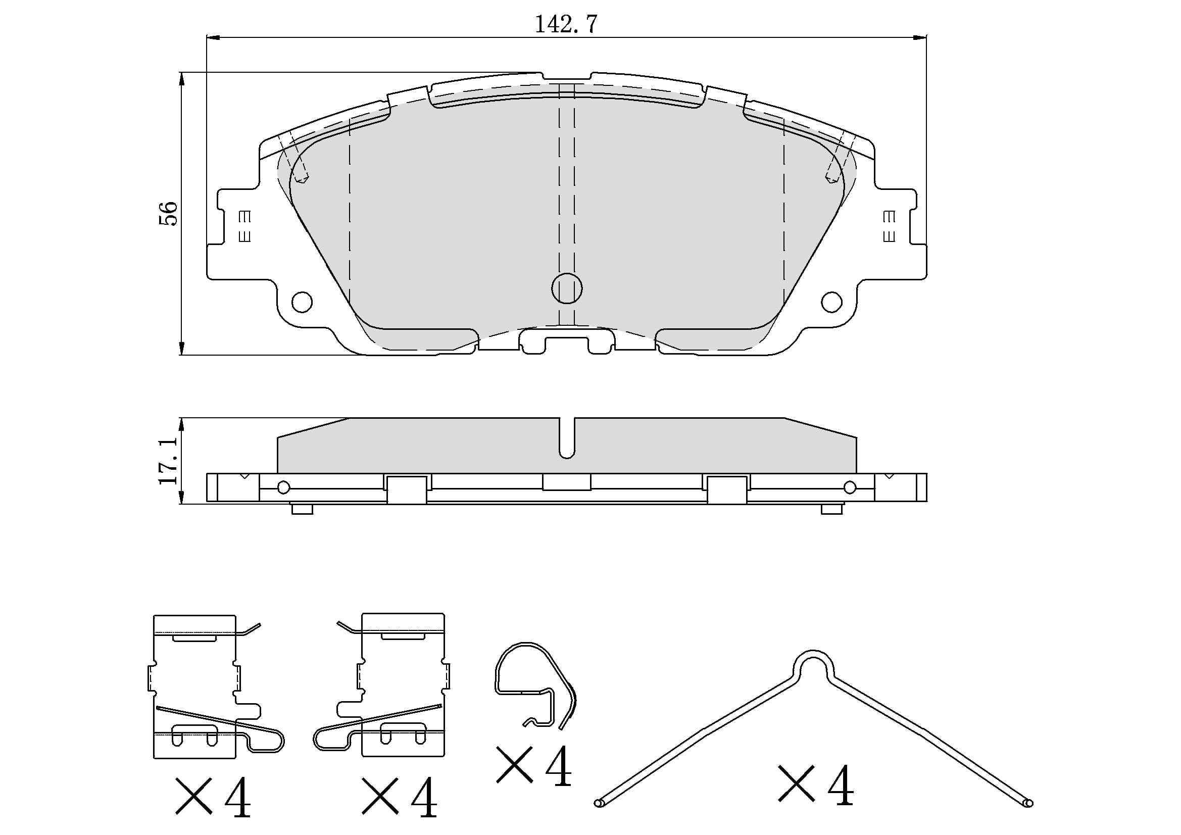 UltraHC 700 Brake Pad Set, Front HC7.2076.0.C, Toyota Camry 2023-2018