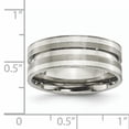thumbnail image 5 of Titanium Grooved Sterling Silver Inlay 8mm Brushed Band, 5 of 9
