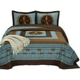 thumbnail image 7 of Chezmoi Collection Tucson 3-Piece Pre-Washed Rustic Western Star Oversized Bedspread Set Queen Size Turquoise Cabin Lodge Coverlet Quilt Set, 7 of 7