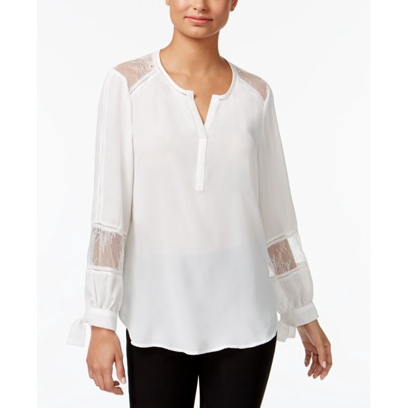 Fever Lace-Trim Tie-Cuff Blouse