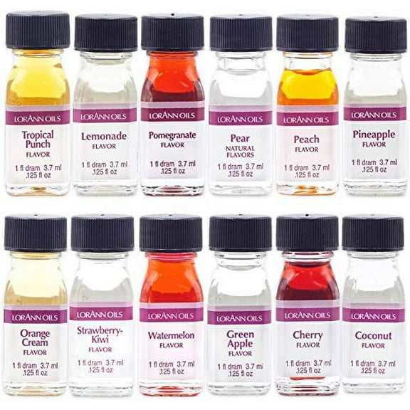 LorAnn SS Pack #2 of 12 Fruity & more Flavors in 1 dram bottles (.0125 fl oz - 3.7ml) bottles