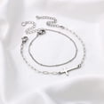 thumbnail image 5 of Turandoss Dainty Layered Bracelets for Women 14K White Gold Plated Adjustable Layered Bead Chain Paperclip Link Chain Cross Handmade Bracelets for Women Jewelry (Cross&Paperclip Chain), 5 of 8