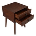 thumbnail image 6 of Leptis Mid-Century 2-Drawer Solid Wood Side Table, Espresso, 6 of 8
