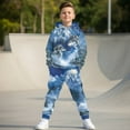 thumbnail image 2 of Uorisanigo 2Pcs Set Long Sleeve Pullover Hoodie and Jogger Sweatpants Casual Kids Boys Girls Fall Winter Forest Snow Wolf Sweatsuit Kids Youth Matching Set, 2 of 7