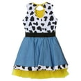 thumbnail image 6 of iiniim Kids Cowgirls Western Princess 3 Pcs Outfit Cow Printed Denim Tutu Dress with Hat Dark Coffee 14, 6 of 7