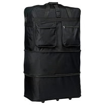 36" Black Rolling Wheeled Expandable Duffle Bag Spinner Suitcase Luggage - 5 Wheels