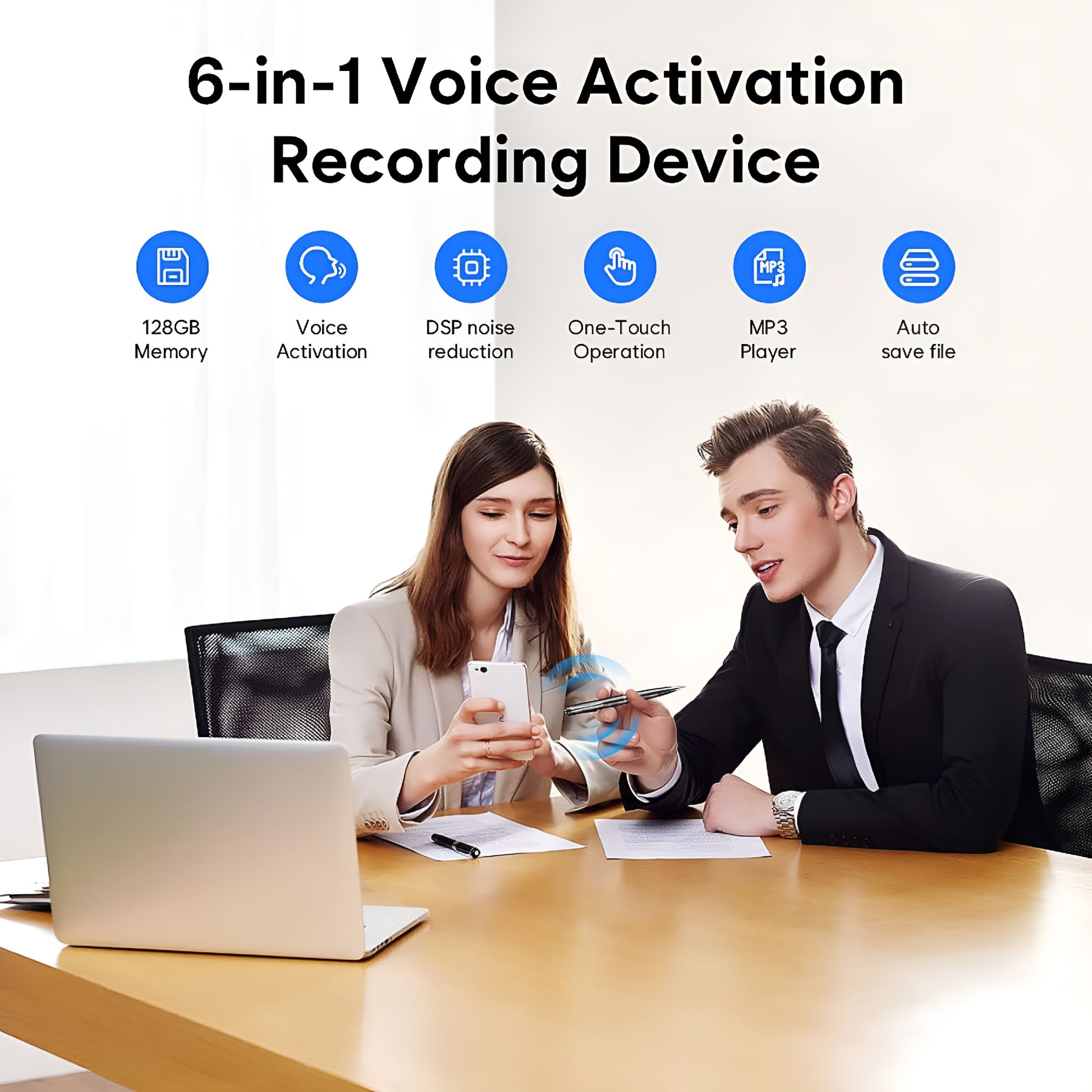 GJX 2026 New Portable Digital Voice Recorder-Voice Activated Recorder with Mp3 Usb Playback-Audio Recording Device for Lectures Meetings Classes
