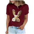 thumbnail image 2 of Tops de Cuello Alto para las Mujeres Amante Impreso Camiseta Cuello Redondo Manga Corta, Poliéster Spandex, 2 of 7