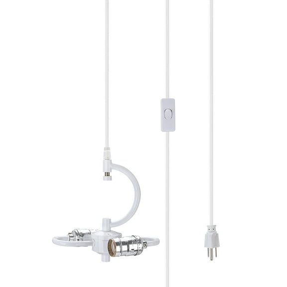Aspen Creative 21044-1, One-Light Plug-In Swag Pendant Light Conversion Kit in Glossy White