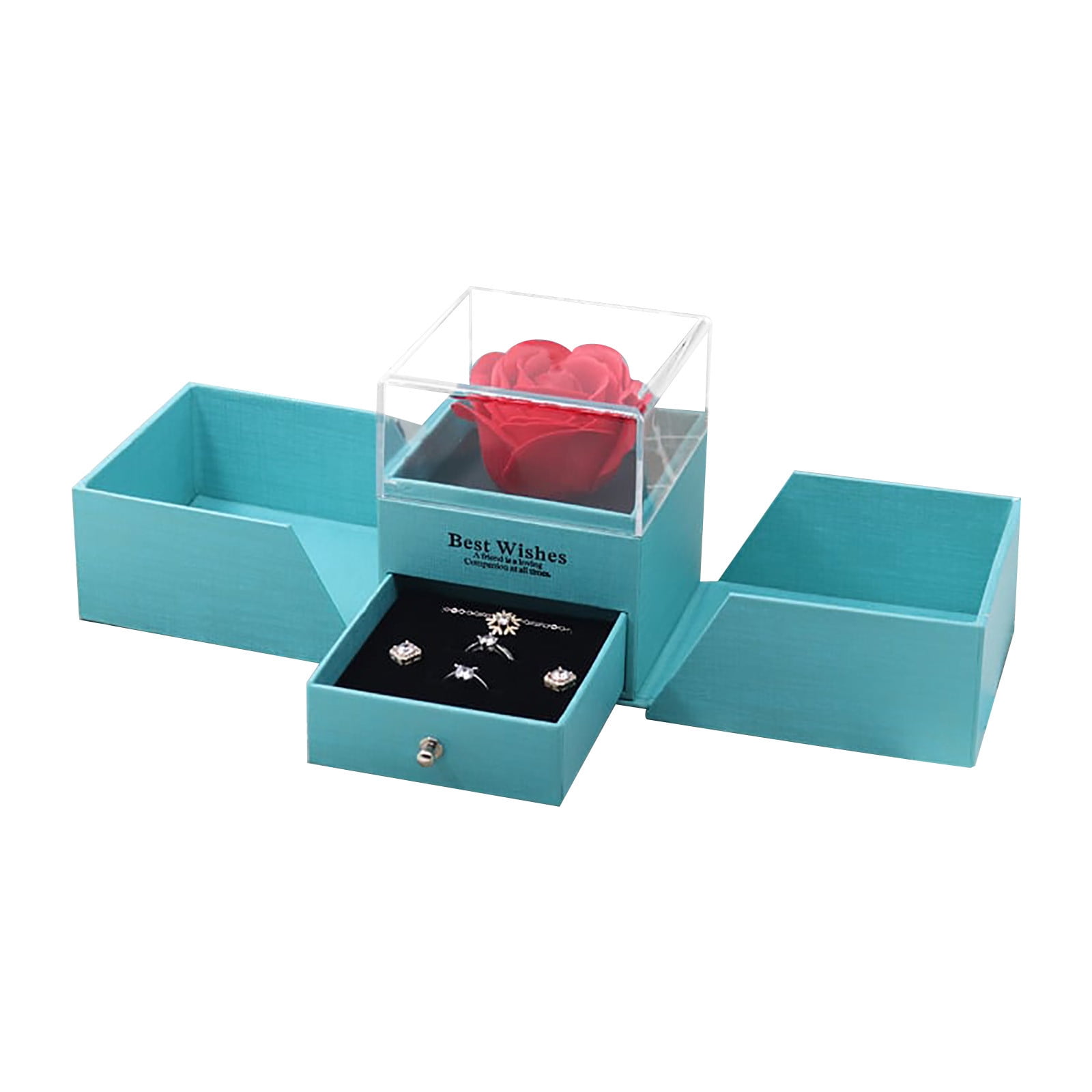 Rose éternelle Boîte Bijoux La Belle Et La Bête - Cadeau Romantique Pour Femme, Maman, Copine - Fête Des Mères, Anniversaire