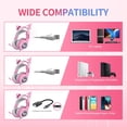 thumbnail image 2 of G951pink Gaming Headset for PC, PS4, Laptop: Detachable Virtual 7.1 Surround Sound with LED Cat Ears, USB, Lightweight and Self-Adjusting, 2 of 5