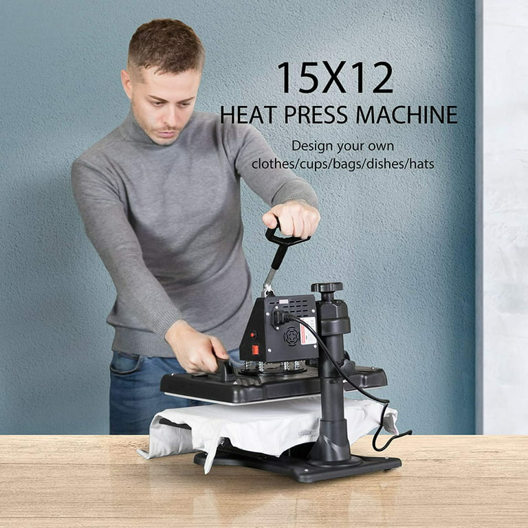  WHUBEFY Heat Press Machine 8 in 1 Combo,12x15 Multifunction  Swing Away Sublimation Tshirt Press Machine Commercial Home Heat Transfer  Machine for T-Shirts,Hat/Cap,Mug,Plate (12x15) : Arts, Crafts & Sewing