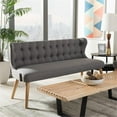 thumbnail image 2 of Allora Tufted Wingback Sofa in Gray and Light Brown, 2 of 7