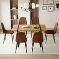 thumbnail image 5 of LUFTUT Dining Table Set for 6, Modern 55'' Dark Wood Dining Table and Fabric Dining Chairs Set of 6,Table and Chairs Set of 6,Ideal for Kitchen Dining Room, 5 of 9