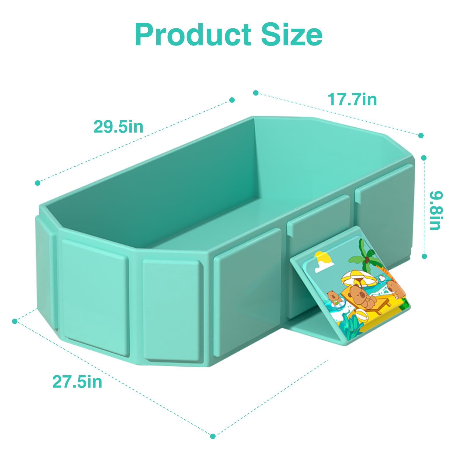 Soluxeo Foldable Baby Bathtub, Portable Toddler Bathing Tub without Assembly, Space Saving and Anti-Slip, Bathtub for Outdoor Travel, Green