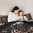 thumbnail image 4 of Erosebridal Leopard Print Bow Pearl Queen Comforter Set for Girls, Gold Glitter Print Ribbon Bedding Comforter Set, Black Reversible, 3 Pieces, 4 of 6