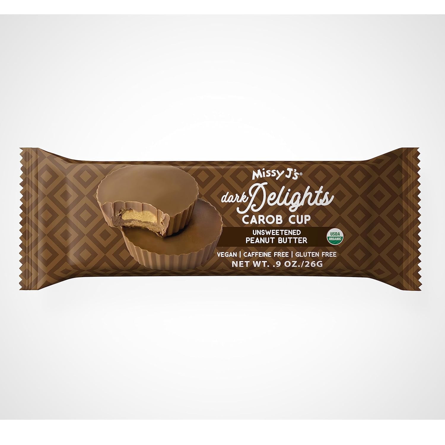 Missy J’s Carob Dark Delights Unsweetened Peanut Cup Vegan Chocolate Dairy-Free 9 oz 12 Pack