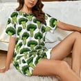 thumbnail image 5 of Yiaed Cute Broccoli Print Short Sleeve Pajama Sets for Women Casual Crew Neck 2 Piece Lounge Sets Women's Short-Sleeved Pajama-Large, 5 of 5