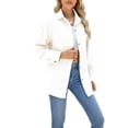 thumbnail image 2 of TEMOFON Womens long sleeve shirt Work Blouse Pleated Button Down Textured Solid color Casual Loose Collared Blouse Tops White L, 2 of 4