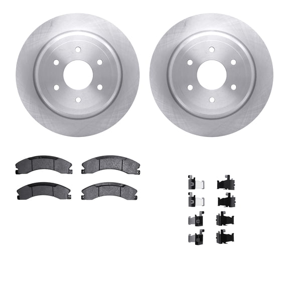Dynamic Friction Company Rear Brake Rotors with Heavy Duty Brake Pads includes Hardware 6212-67016