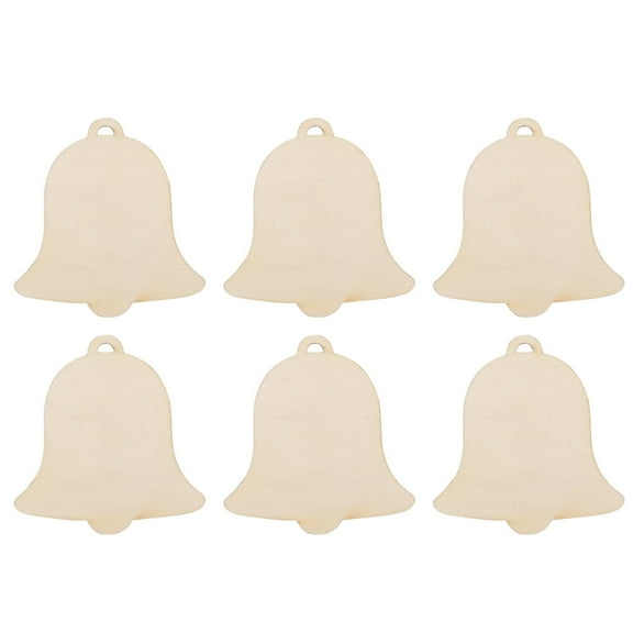 Raindrops 10Pcs Wooden Bell Cutout for Christmas Party and Tree Ornament Beige