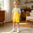 thumbnail image 2 of VeFlora Boys Overalls Summer Outfits Adjustable Strap Long Pants Casual Sleeveless Rompers Jumpsuits with Pockets(Yellow/8-9 Years), 2 of 6