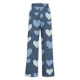 thumbnail image 5 of Enjoytime Pants for Women Hearts Printed Drawstring Elastic Waist Wide Leg Pants Casual Loose Travel Plus Size Trousers, 5 of 6