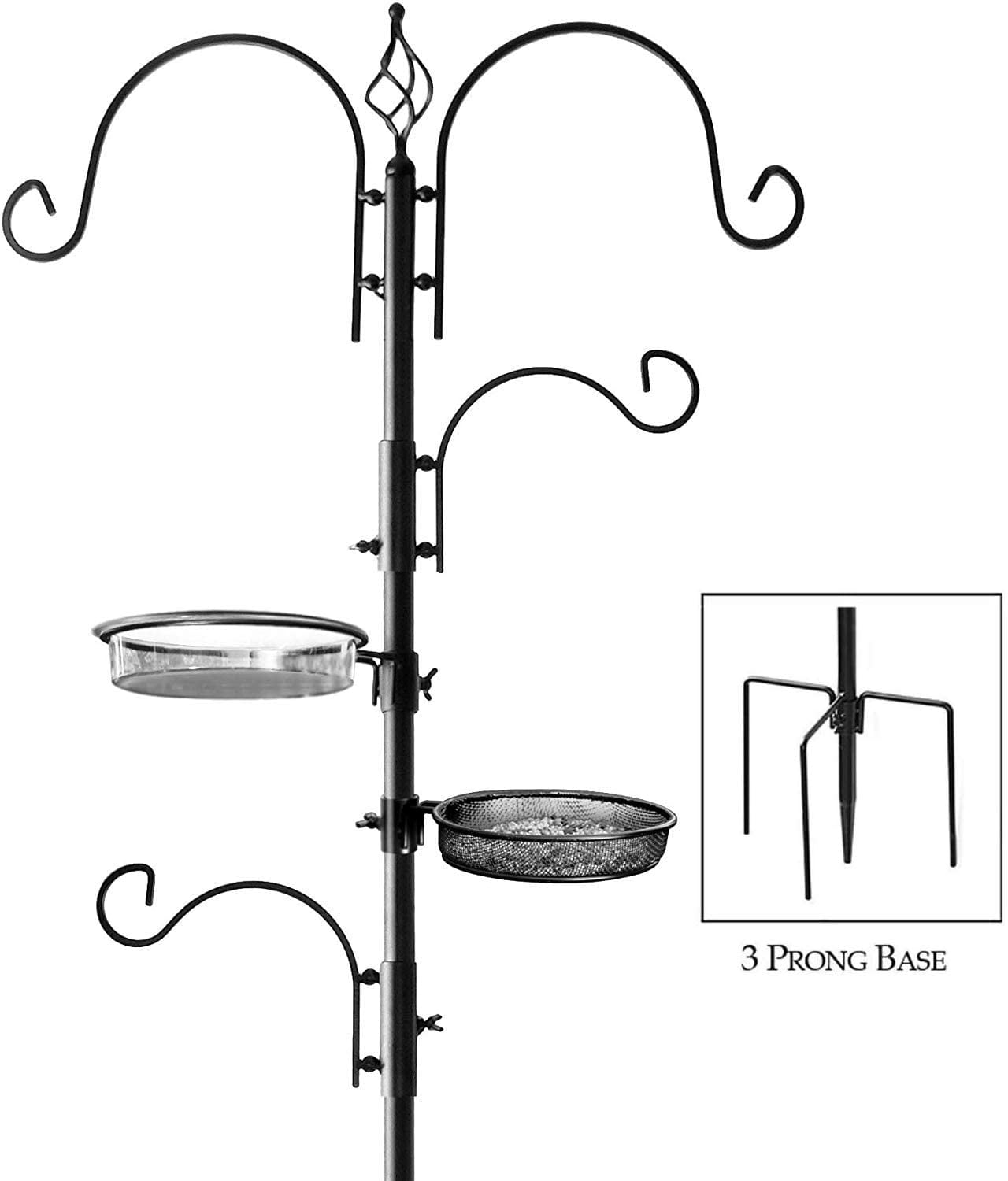 Deluxe Bird Feeding Station in Black Hang Multiple Feeders From the 4