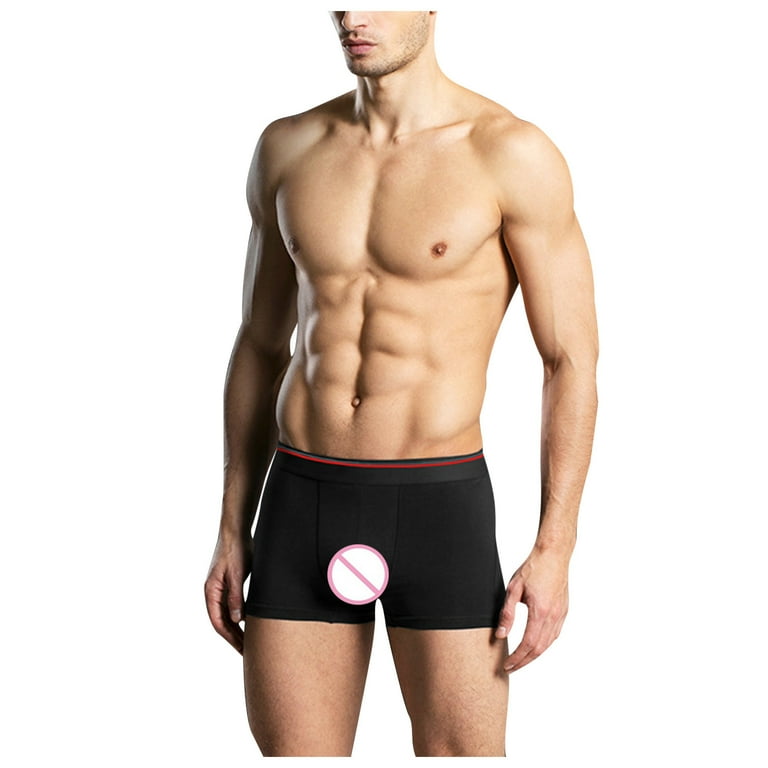 SEMIMAY Stripes Boxer Waist Underwear Elastic Large Size