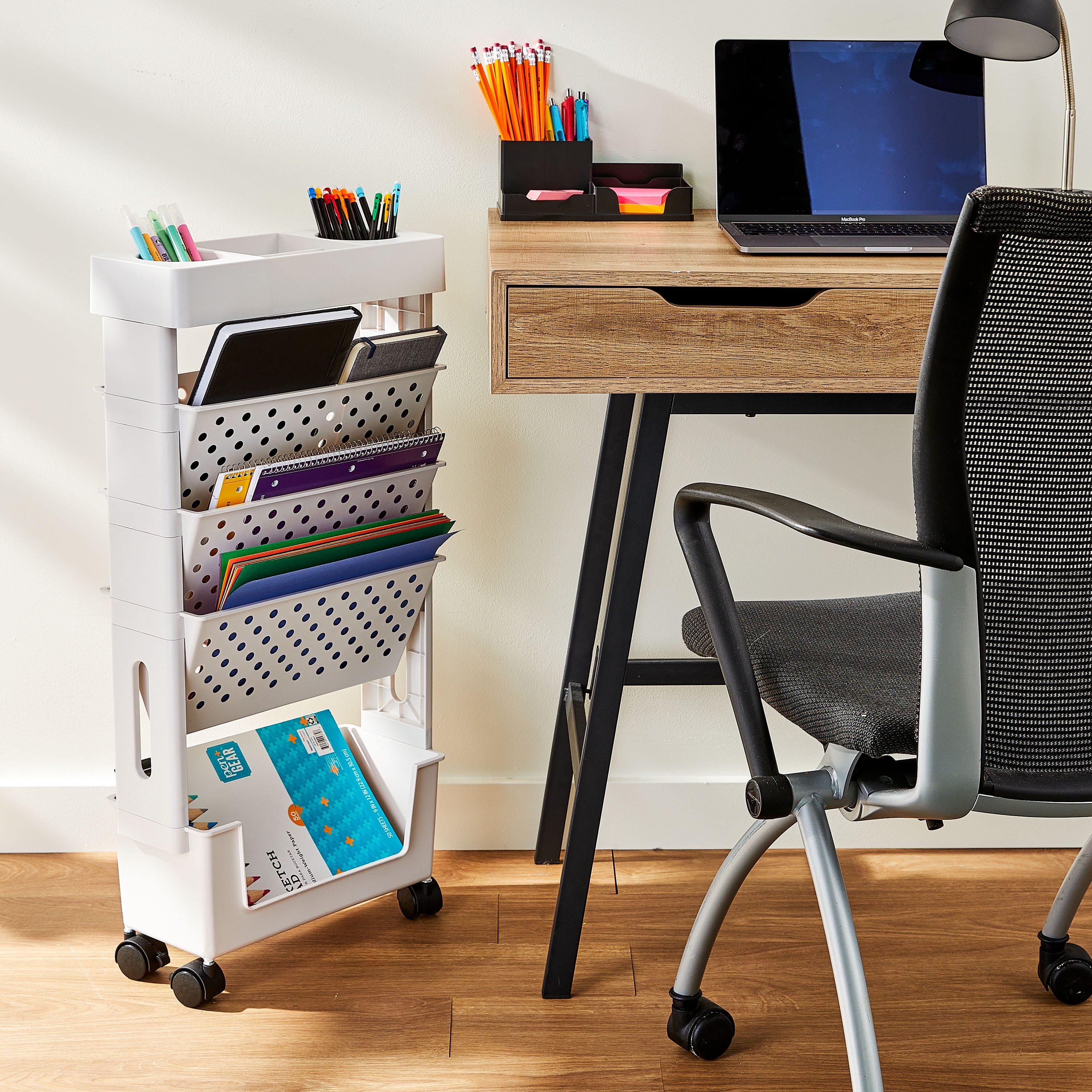 (4 pack) Pen+Gear 5-Tier Movable Organization & Storage Cart, White