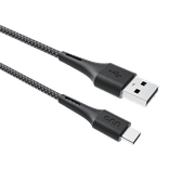 onn 6ft USB-A to USB-C Soft-touch Braided Charging Cable, USB IF Certified, Black