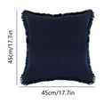 thumbnail image 3 of Modern Sofa Pillow,Thickened Washed Cotton and Linen Tassel, Soft and Comfortable Cushion for Living Room Bedroom, Velvet Fabric, Machine Washable, Fine Tight Stitches, 17.71×17.71 inches Blue, 3 of 6