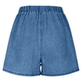 thumbnail image 4 of EaskTriop Women's High Waisted Shorts Lightweight Wide Leg Drawstring Elastic Waist Comfy Faux Denim Look Summer Beach Lounge Shorts, 4 of 6