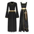 thumbnail image 3 of renvena Robe de Danse pour Femmes Croix Dorée avec Costume de Prière Tenue de Danse Noire TG, 3 of 7