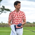 thumbnail image 5 of Balery Strawberry And Flowers Printed Men’s Short Sleeve Polo Shirt, Midweight Men's Shirt,Golf Polo shirts -XX-Large, 5 of 8