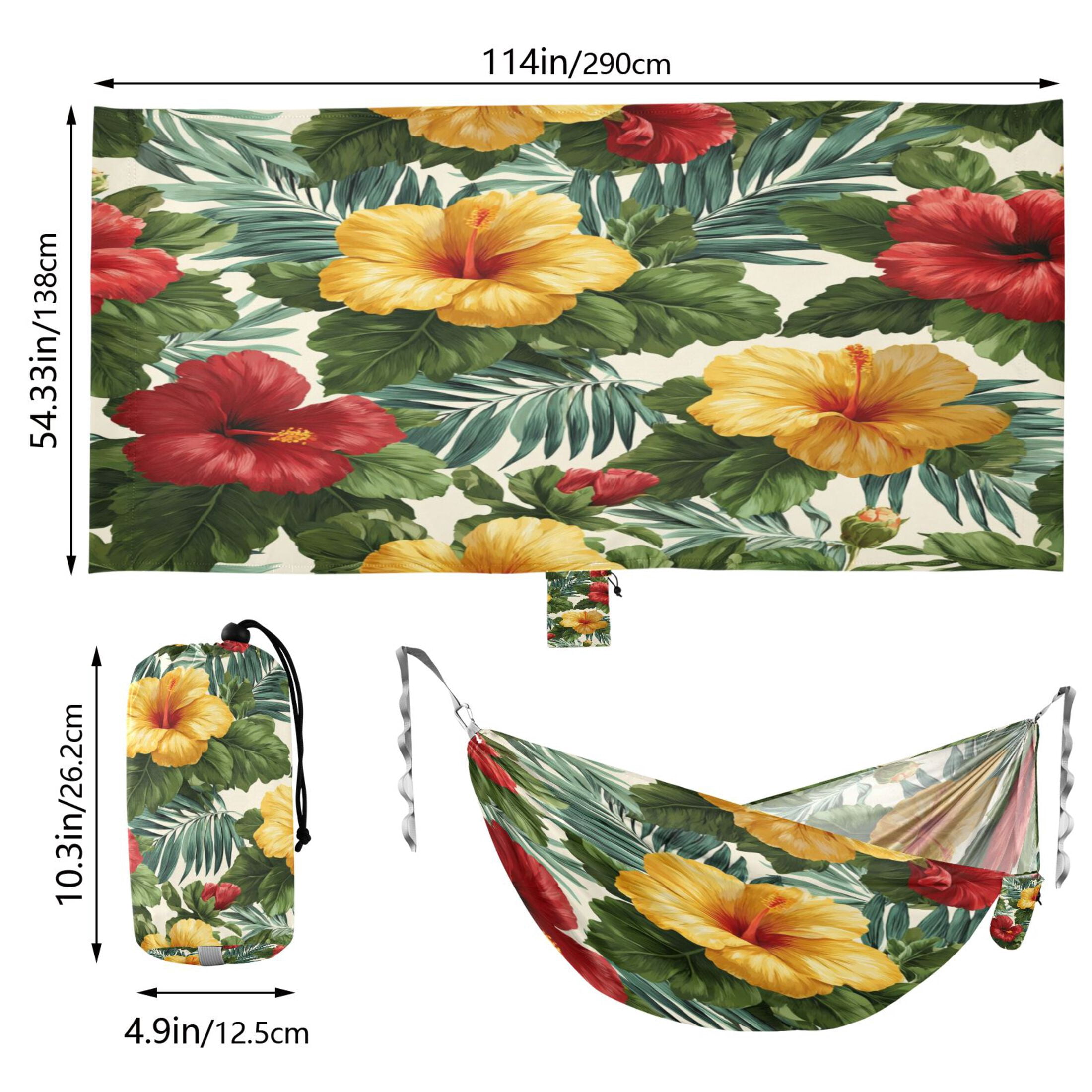 Hammock Camping Hammock Nylon Portable Hammock Travel Camping Hammock Hawaiian Flower Palm Leaves