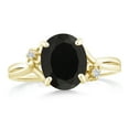 thumbnail image 2 of Gem Stone King 18K Yellow Gold Plated Silver Ring Oval Black Onyx and Moissanite (2.58 Cttw, Size 5), 2 of 4