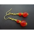 thumbnail image 4 of K-KED A PAIR OF PRETTY 8-10 MM MULTICOLOR JADE GEMSTONE BEAD DANGLY EARRINGS. NEW.-Blue Jade, 4 of 8