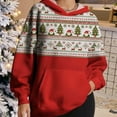 thumbnail image 2 of Fiaer Christmas Womens Oversized Hoodie Trendy Baggy Long Sleeve Hooded Sweatshirts Funny Graphic V Neck Pocket Xmas Tops 1-Red XXS, 2 of 5